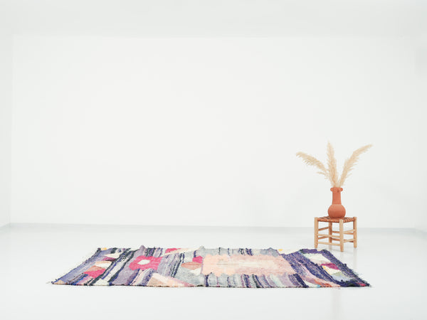 Tapis berbère Kilim Boucherouite n°2696 - Cat - 250 x 152 cm