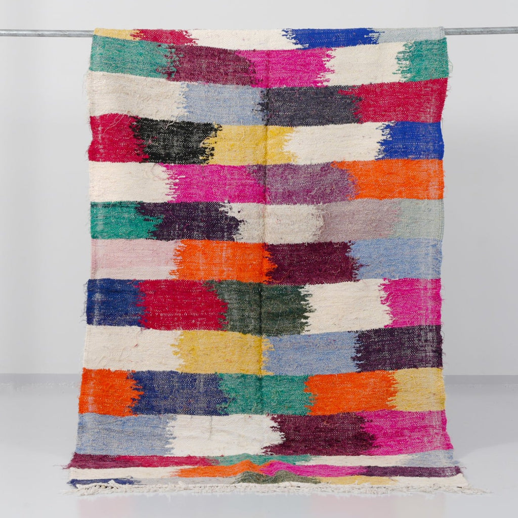 Tapis berbère Kilim Boucherouite n°2750 - Bromelia - 233 x 136 cm