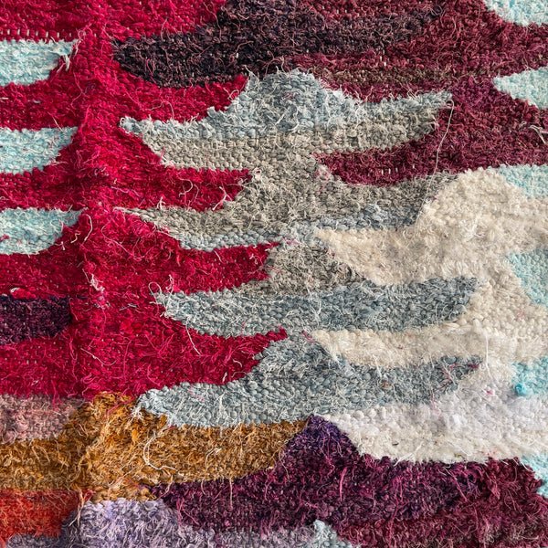 Tapis berbère Kilim Boucherouite n°2757 - Vagues - 166 x 94 cm