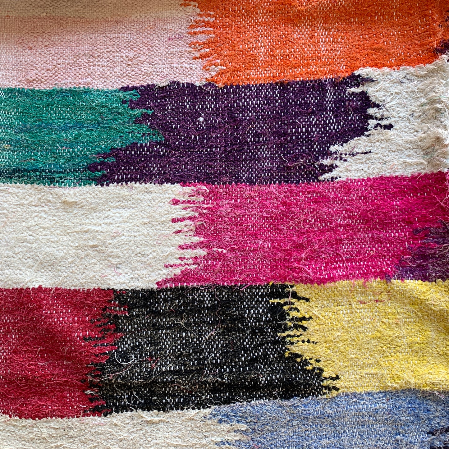 Tapis berbère Kilim Boucherouite n°2750 - Bromelia - 233 x 136 cm