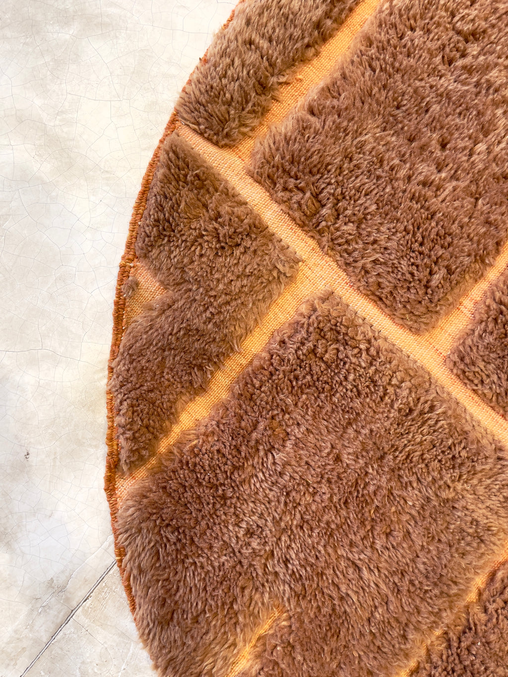 Tapis berbère rond n°2897 - Ocre - ⌀ 150 cm