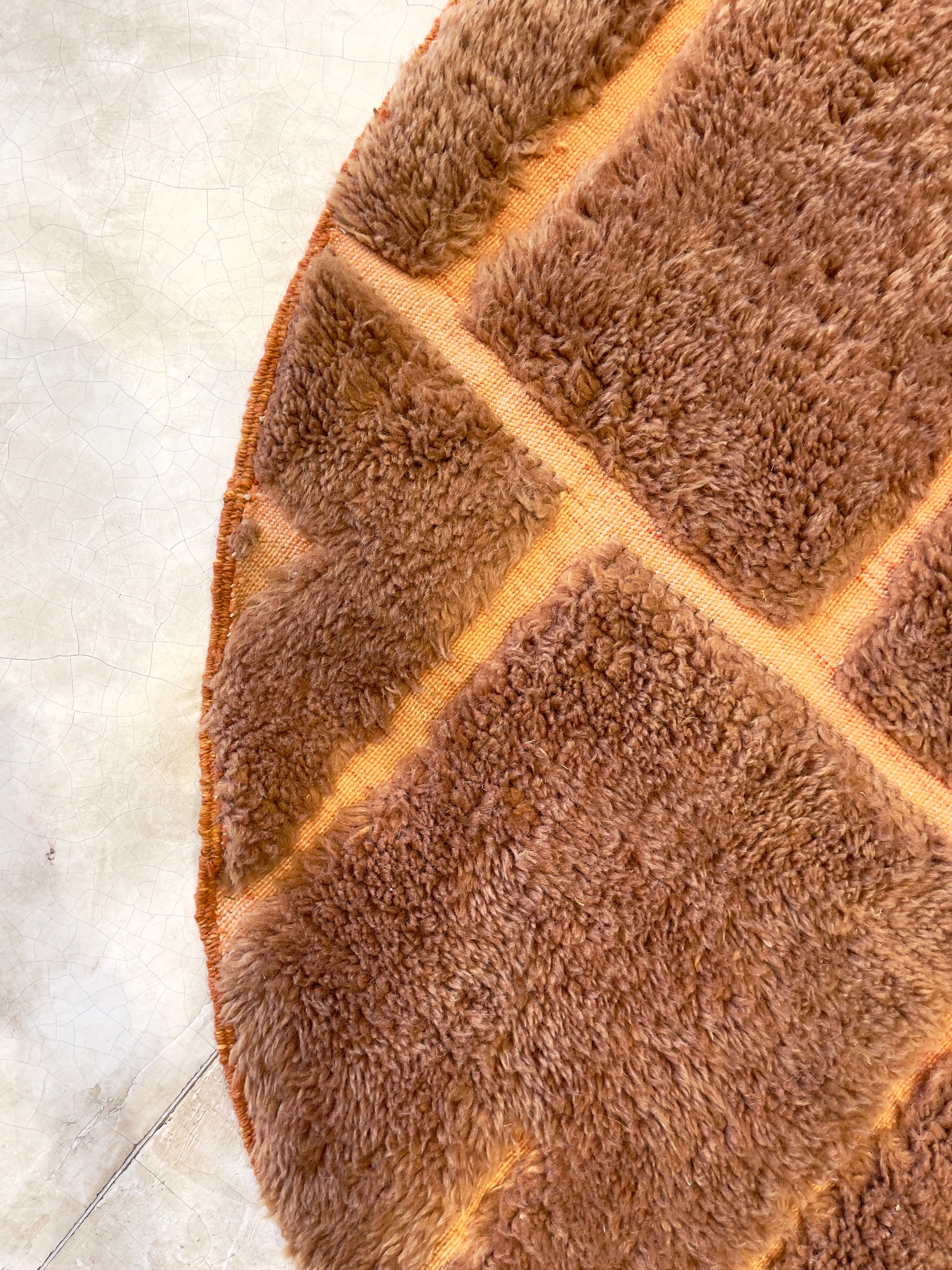 Tapis berbère rond n°2897 - Ocre - ⌀ 150 cm