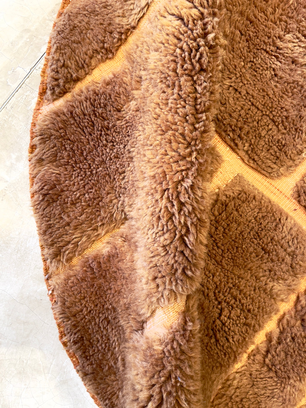 Tapis berbère rond n°2897 - Ocre - ⌀ 150 cm