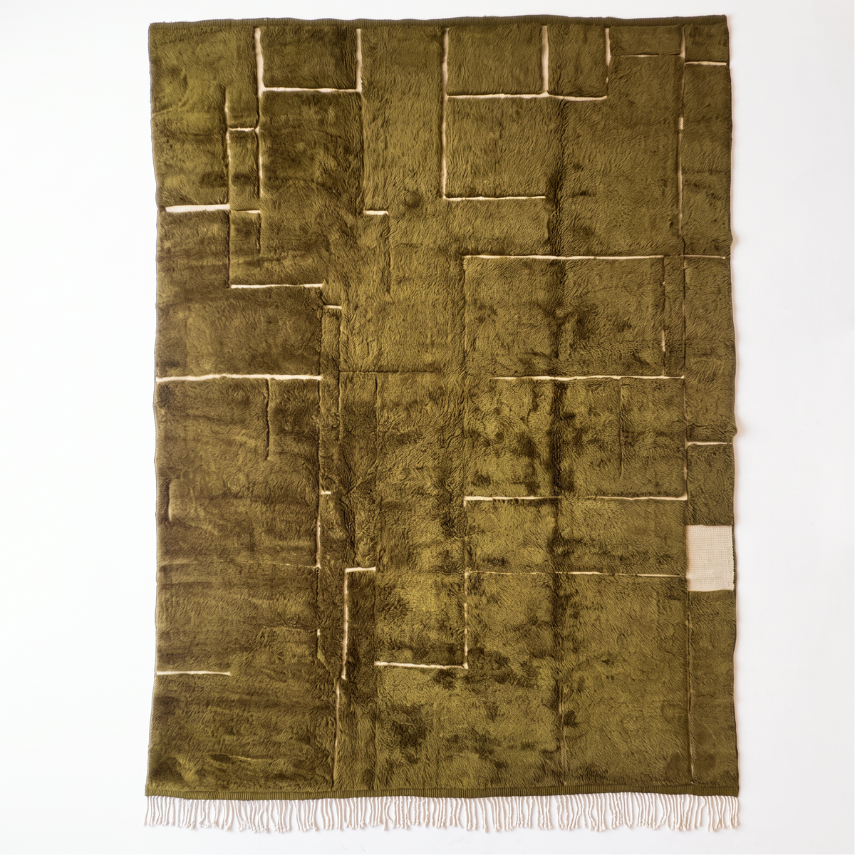 Tapis berbère Mrirt n°3373 - Olivier - 397 x 297 cm