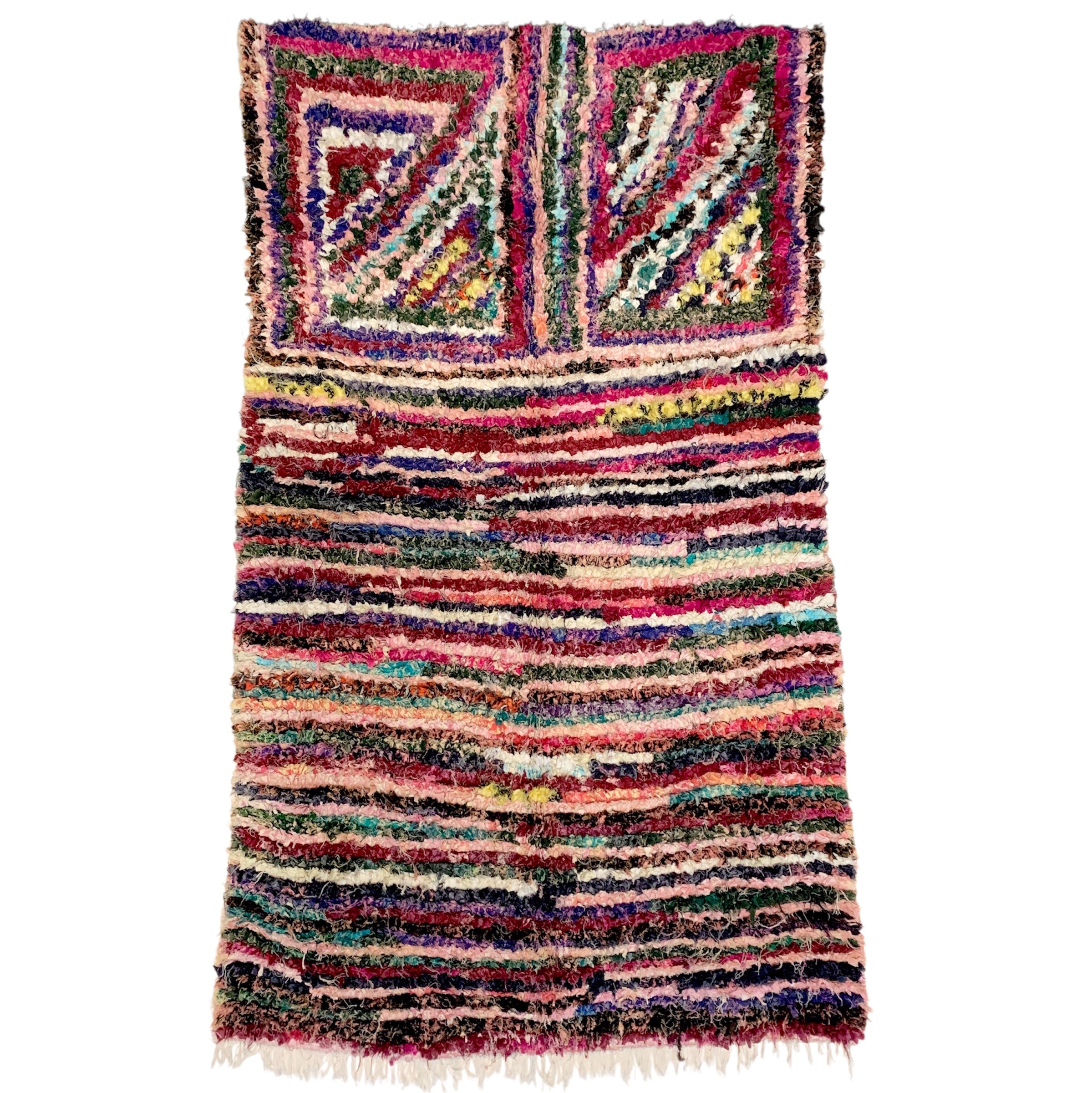 Tapis berbère Boucherouite n°2768 - Pétunia - 240 x 141 cm
