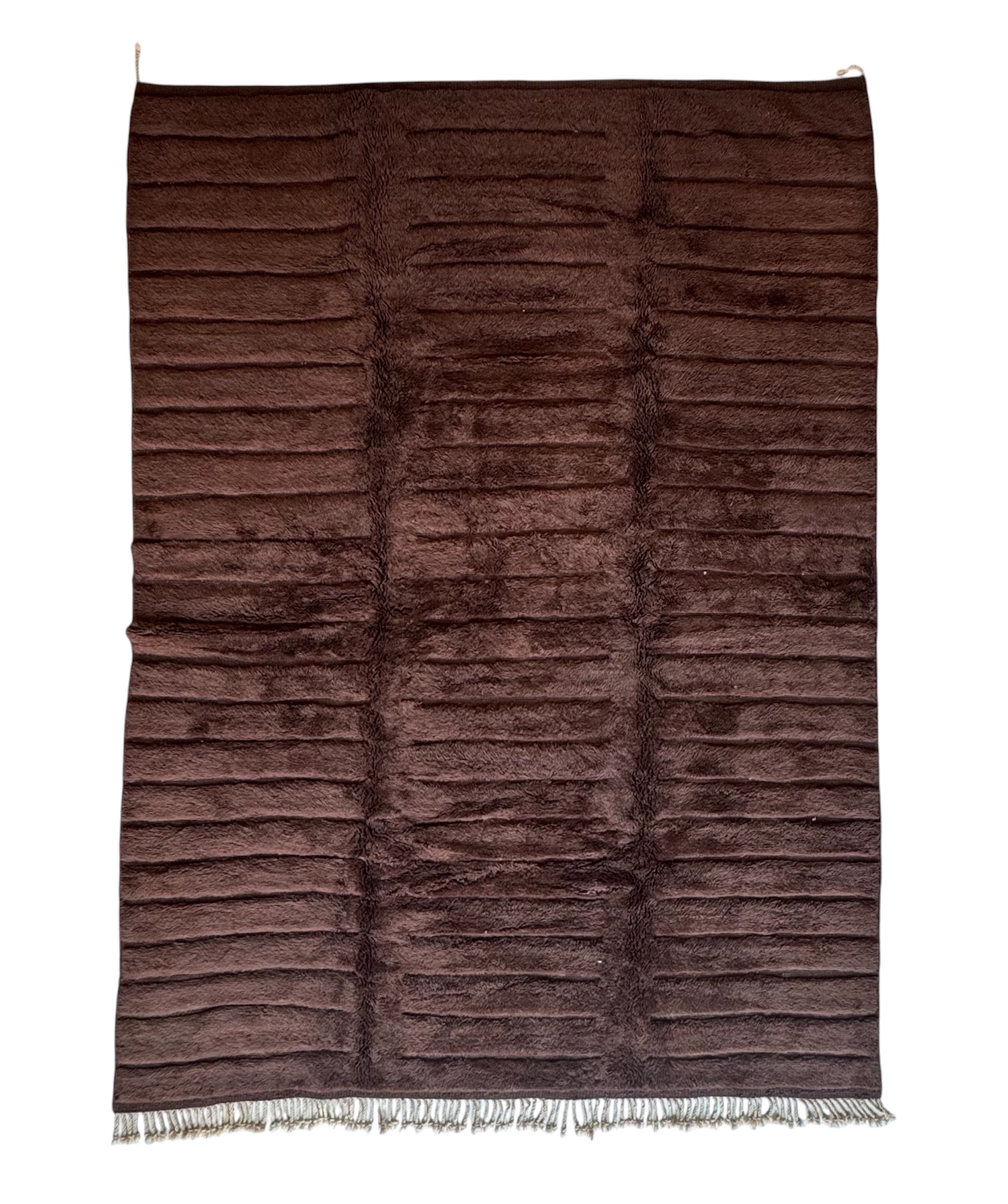 NEW ! Tapis berbère Mrirt n°3324 -  Chocolat - 341 x 250 cm