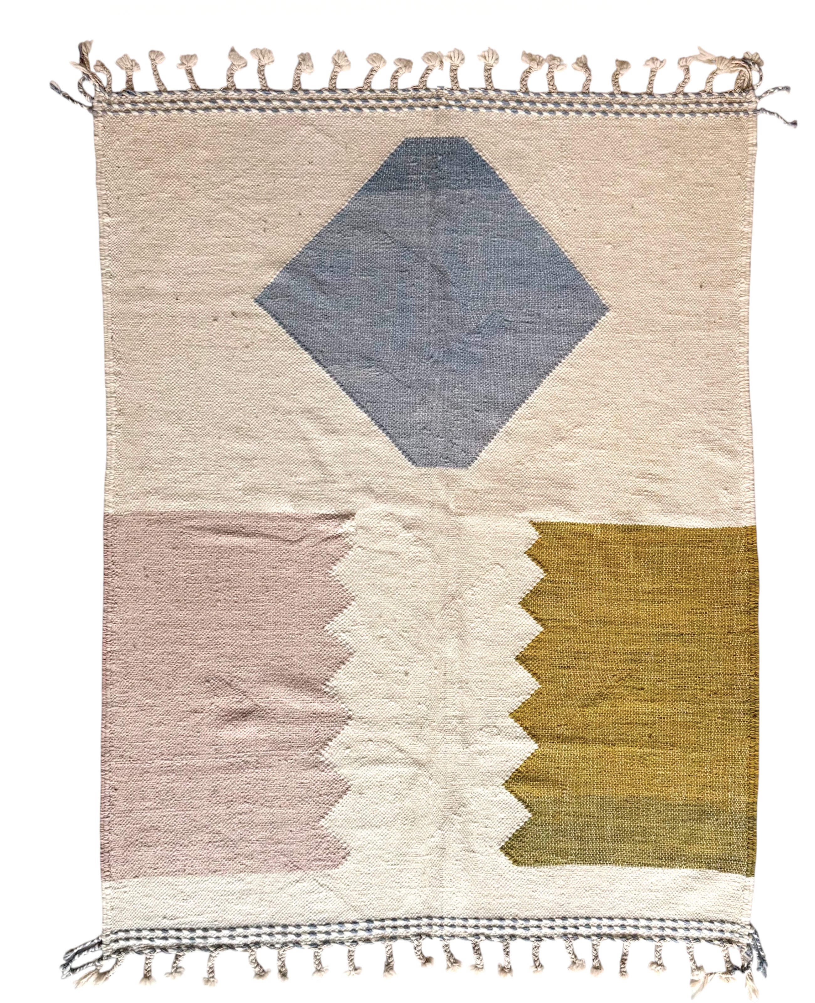 Tapis berbère Kilim n°3306 - Verdé - 197 x 155 cm